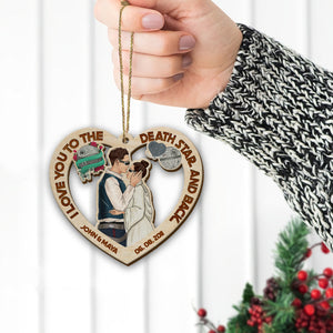 I Love You To The Death And Back, Couple Kissing Personalized Wood Ornament Christmas Gift - Ornament - GoDuckee