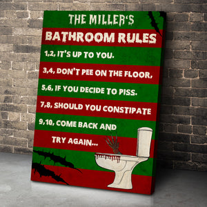 Personalized Halloween Freddy Krueger Sweater Canvas Print, Funny Horror Bathroom Rules, It's Up To You - Poster & Canvas - GoDuckee