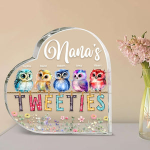 Grandma's Tweeties, Personalized Acrylic Plaque, Cute Little Birds Plaque, Gift For Grandparents - Decorative Plaques - GoDuckee