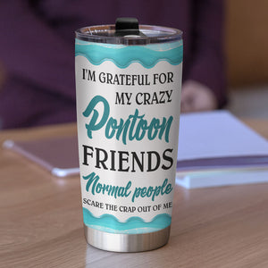 Personalized Pontoon Friends Tumbler - Boats Booze And Besties - Tumbler Cup - GoDuckee