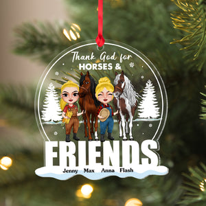 Thank God For Horses & Friends Personalized Horse Ornament, Christmas Tree Decor - Ornament - GoDuckee