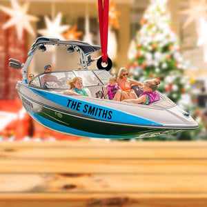 Wakeboarding Trip Family, Personalized Acrylic Ornament - Ornament - GoDuckee