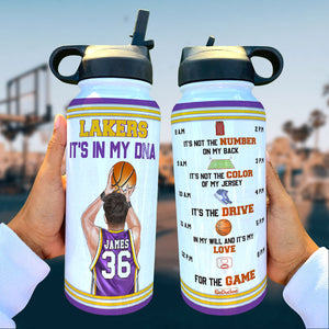 Personalized Basketball Water Bottle Man With Ball - Water Bottles - GoDuckee