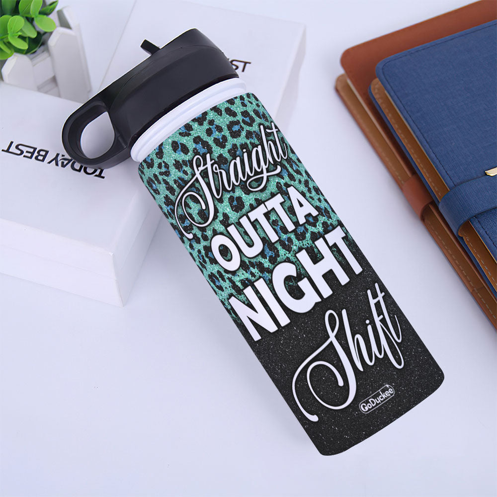 Straight Outta Night Shift - Gift For Nurses - Personalized Custom Water  Tracker Bottle