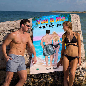 You & Me And The Sea - Personalized Beach Towel - Gift For Couple - Beach Towel - GoDuckee