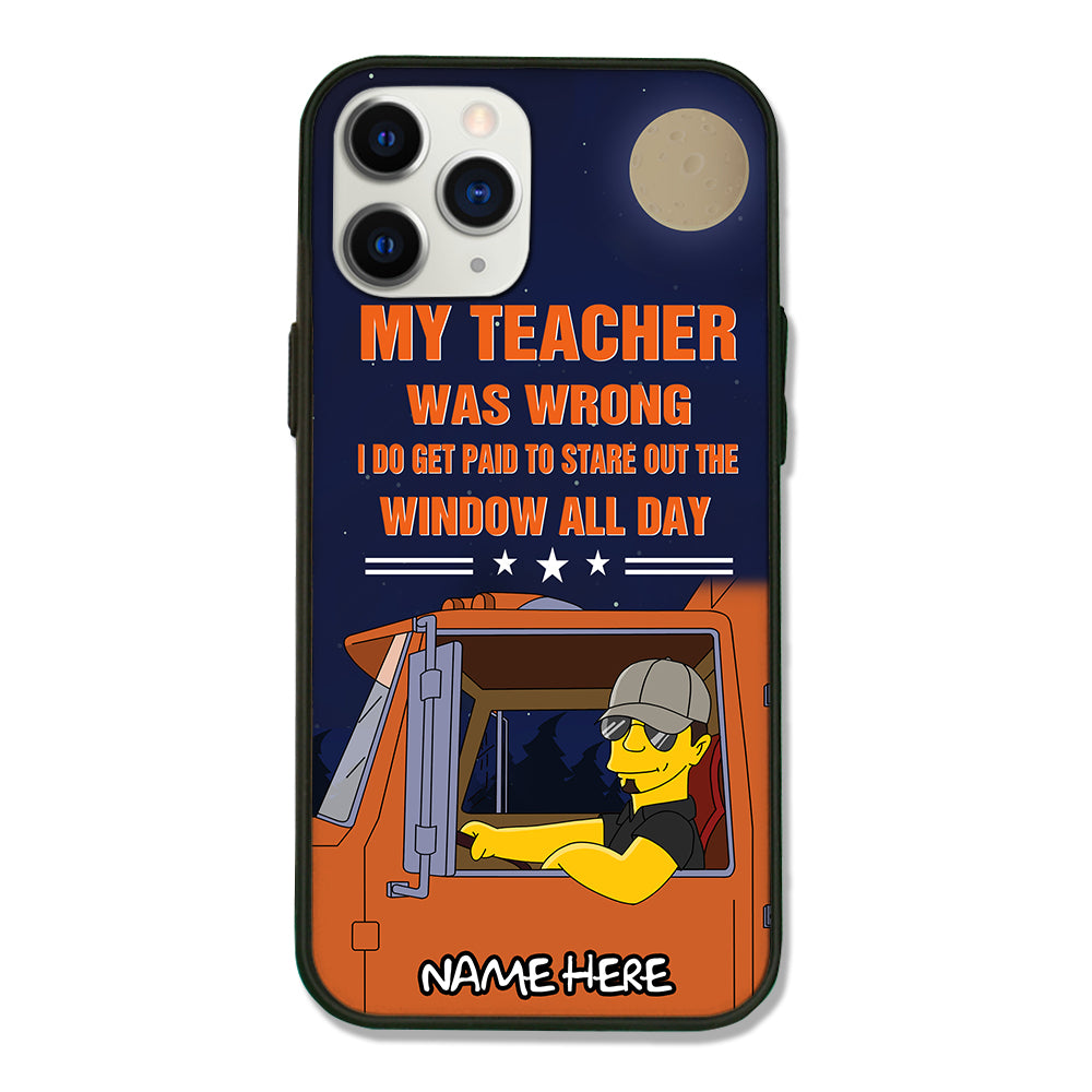 Simpsonalized Trucker Phone Case - My teacher was wrong I do get paid to stare out the window all day - Phone Case - GoDuckee