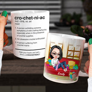 She's A Crochetniac - Personalized White Mug - Coffee Mug - GoDuckee