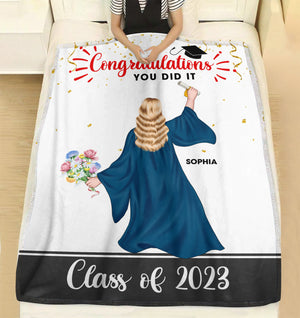 Congratulation You Did It Personalized Blanket, Graduation Gift - Blanket - GoDuckee