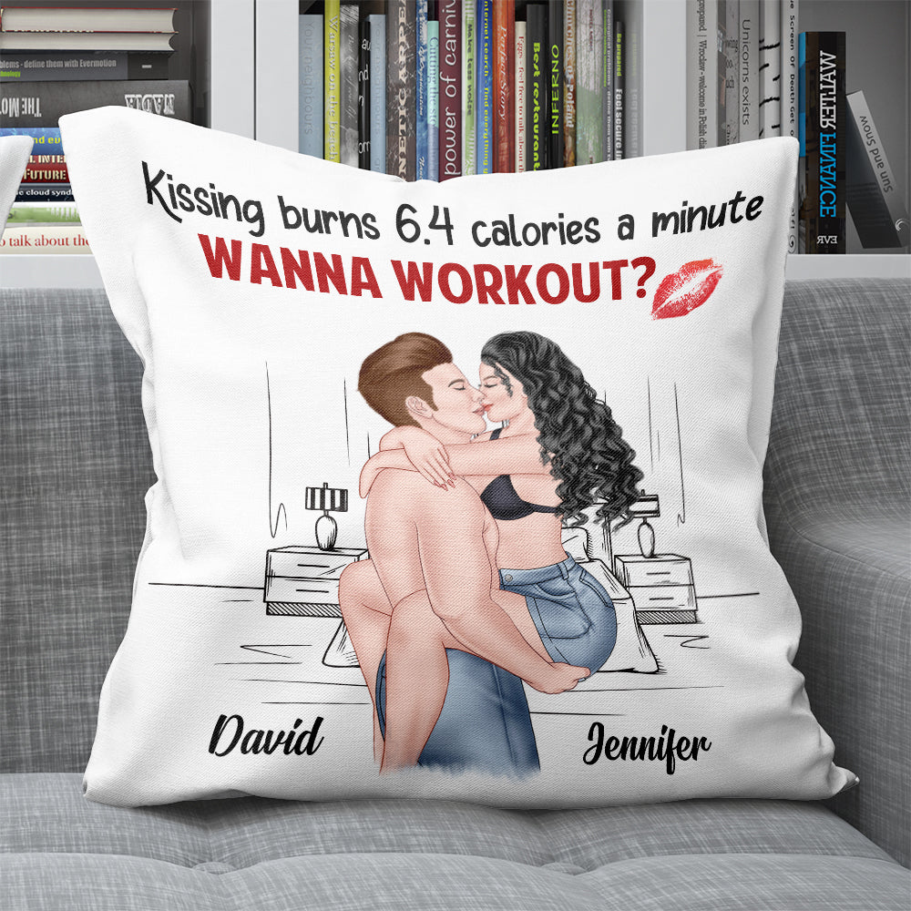 Kissing Burns 6.4 Calories A Minute, Personalized Couple Pillow, Gift For Couple - Pillow - GoDuckee