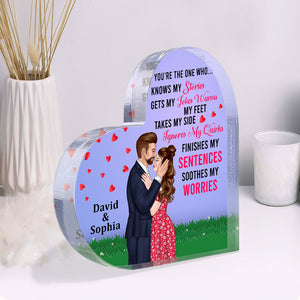 You Are My Everything, Couple Kissing Happy Day Heart Shaped Acrylic Plaque - Decorative Plaques - GoDuckee