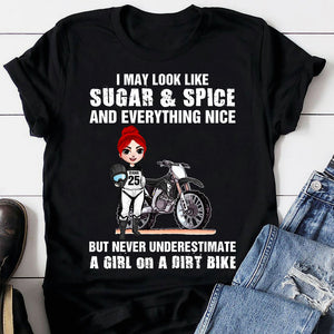 Motocross Girl I May Look Like Sugar & Spice Personalized Shirts Gift For Motocross Girls - Shirts - GoDuckee