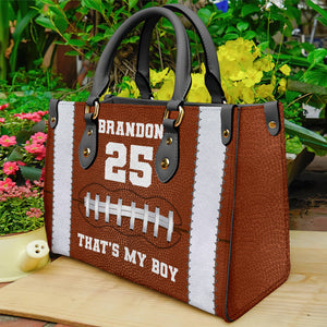 Personalized Football Mom Leather Bag, Gift For Football Lovers - Leather Bag - GoDuckee