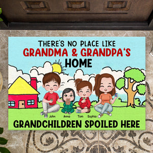 There's No Place Like Grandma & Grandpa's Home - Personalized Grandma Doormat - Gift For Family - Doormat - GoDuckee