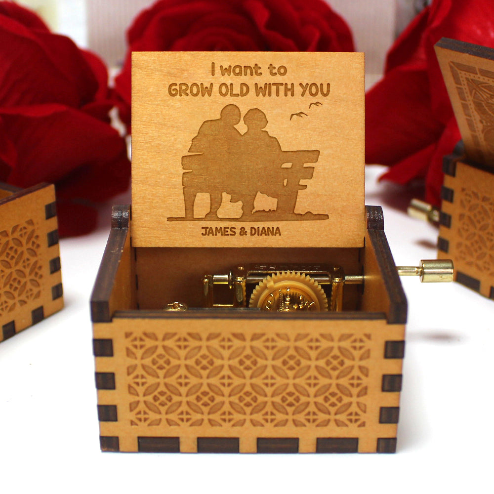 I Want To Grow Old With You Personalized Music Box, Couple Gift - Decorative Plaques - GoDuckee