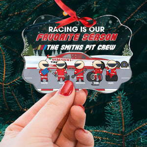 Racing Is Our Favorite Season Personalized Medallion Acrylic Ornament, Christmas Gift For Racer - Ornament - GoDuckee