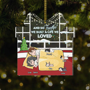 And So Together We Built A Life We Loved, Personalized Cartoon Sleeping Couple & Cat Breeds Ornament, Christmas Gift - Ornament - GoDuckee