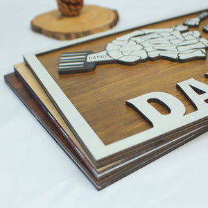 Family's Hand - Personalized Layered Wood Sign Stand - Father's Day Gift For Dad, Grandpa - Wood Sign - GoDuckee