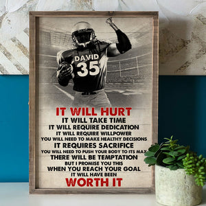 Vintage American Football Player Poster - It Will Heart It Will Take Time - Poster & Canvas - GoDuckee