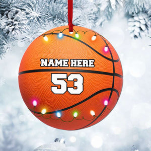 Basketball Christmas Light Ball Custom Name and Number Acrylic Custom Shape Ornament Personalized Christmas Ornament - Ornament - GoDuckee