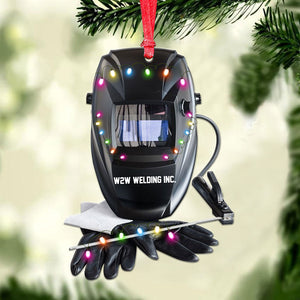 Welder Helmet and Gloves Welding Protective Gear Personalized Christmas Ornament - Ornament - GoDuckee
