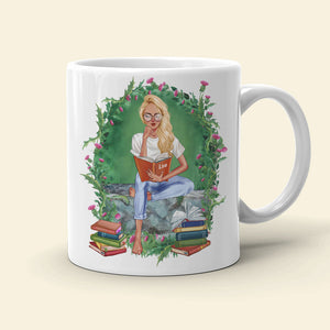 Custom Book Titles - Personalized Book and Coffee Mug - A Sitting Girl Reads Book 3HUHI180122 - Coffee Mug - GoDuckee