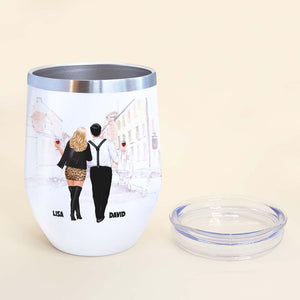 Dad In The Streets Daddy In The Sheets, Personalized Couple Wine Tumbler - Wine Tumbler - GoDuckee
