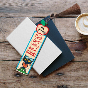 Teacher Rock Out With A Good Book! - Personalized Wooden Bookmark - Bookmarks - GoDuckee