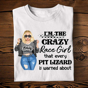 I'm The Crazy Race Girl - Personalized Shirts - Gift For Dirt Track Racing Girl Motocross Girl - Cool & Badass Woman - Shirts - GoDuckee