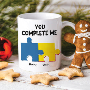 Funny Couple You Complete Me Puzzle, Personalized White Mug, Gift For Couple - Coffee Mug - GoDuckee