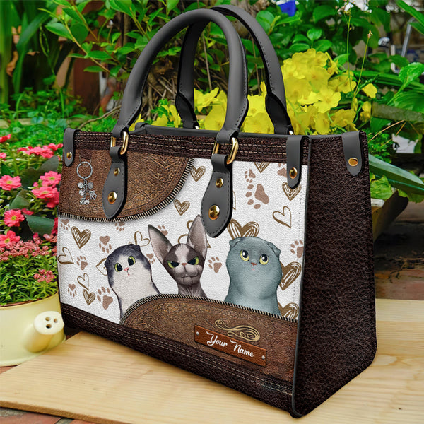 Personalized Cat Leather Handbag, Personalized Gift for Cat Lovers, Cat  Mom, Cat Dad - LD050PS06 - BMGifts