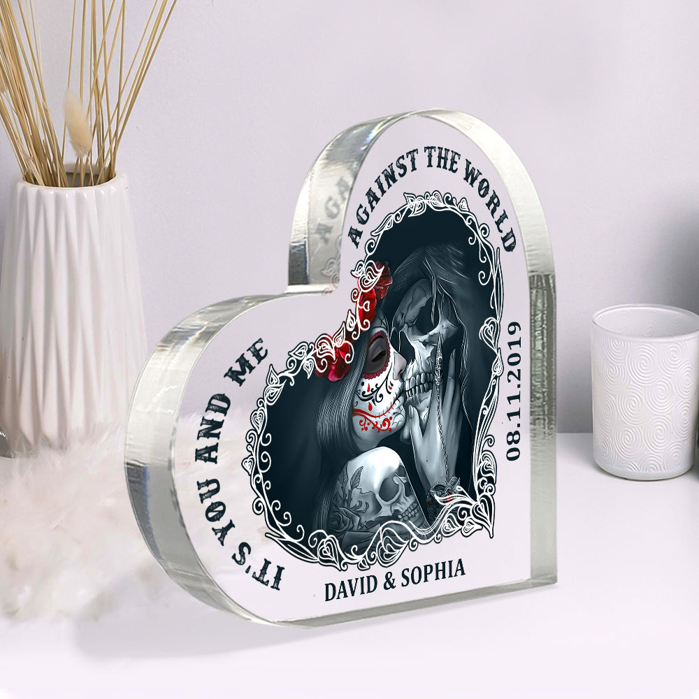 It's You And Me, Personalized Heart Shaped Acrylic Plaque, Gift For Couple - Decorative Plaques - GoDuckee
