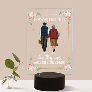 Annoying Each Other - Personalized Led Night Light - Gift For Couple - Old Couple Hand In Hand Back View - Led Night Light - GoDuckee
