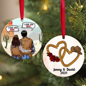 Cowboy Couple - I Love You - Personalized Christmas Ornament - Ornament - GoDuckee