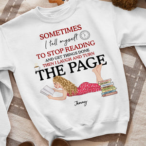 Personalized Reading Girl Shirt, I Laugh And Turn The Page, Custom Book Titles - Shirts - GoDuckee