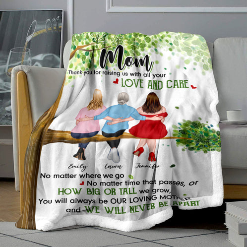 Love And Care, Gift For Mom, Personalized Blanket, Mother and Daughter Hugging, Mother's Day Gift - Blanket - GoDuckee
