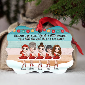 Because Of You I Laugh A Little Harder Cry A Little Less And Smile A Lot More, Personalized Ballet Friends Medallion Wood Ornament, Christmas Gift - Ornament - GoDuckee