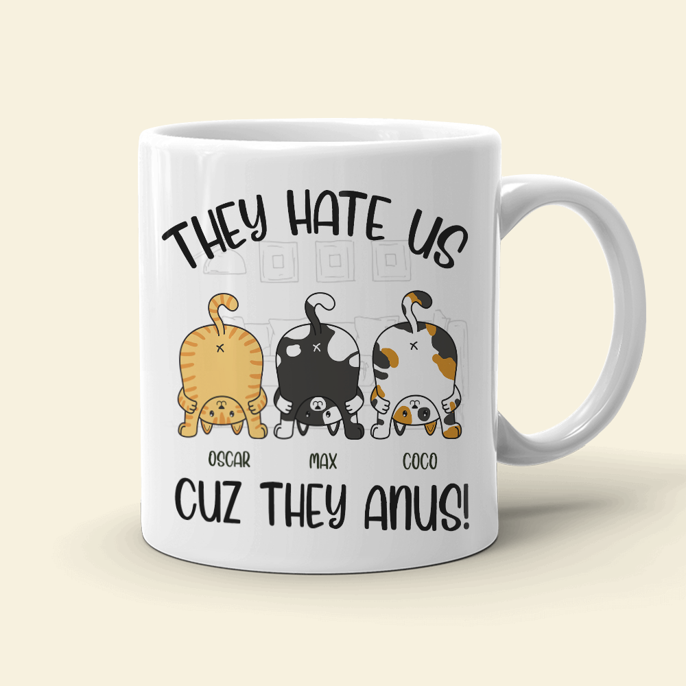 They Hate Us Cuz They Anus Personalized Cat Mug, Gift For Cat Lovers - Coffee Mug - GoDuckee