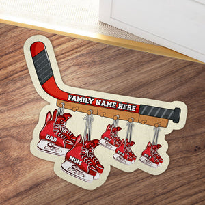 Ice Hockey Skates & Equipment Shape Doormat - Custom Hockey Family's Name - Doormat - GoDuckee