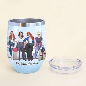 Personalized Girls Trip Wine Tumbler - Travel Buddies Don't Do Stupid Things Alone - Wine Tumbler - GoDuckee