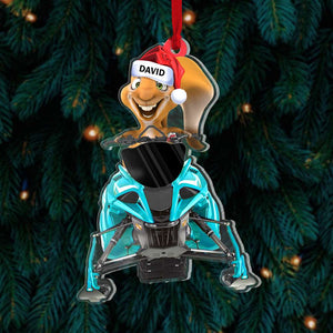 Snowmobile Happy Squirrel Personalized Acrylic Custom Shape Ornament - Ornament - GoDuckee