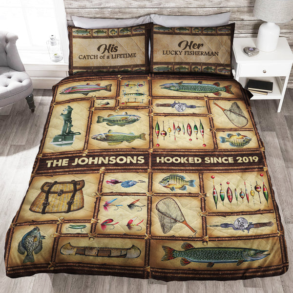 Fishing Catch Of A Lifetime - Personalized Quilt Bed Set - GoDuckee