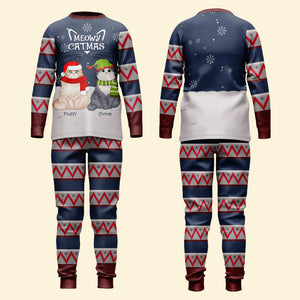 Meowy Catmas, Personalized Cat Pajamas, Christmas Gifts For Cat Lovers - AOP Products - GoDuckee
