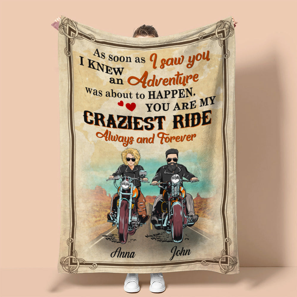 Personalized Biker Couple Blanket - You Are My Craziest Ride - Marriage Chapter - Blanket - GoDuckee