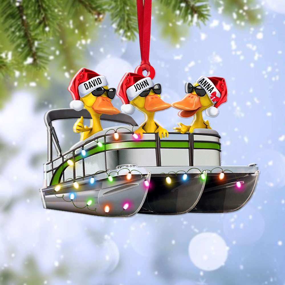 Pontoon Happy Ducky Duck, Personalized Acrylic Ornament - Ornament - GoDuckee