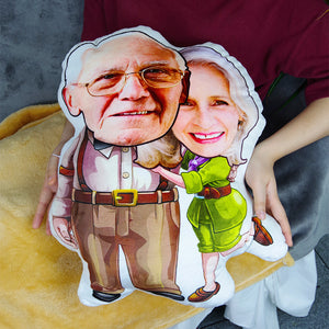 Custom Face Pillow, Love Family, Old Couple Happiness - Pillow - GoDuckee