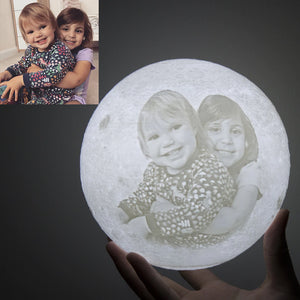 Custom Photo 3D Moon Lamp, Memory Gift For Family, Friends, Couples - Led Night Light - GoDuckee