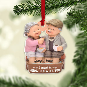I Want To Grow Old With You Funny Personalized Old Couple Ornament, Christmas Tree Decor - Ornament - GoDuckee
