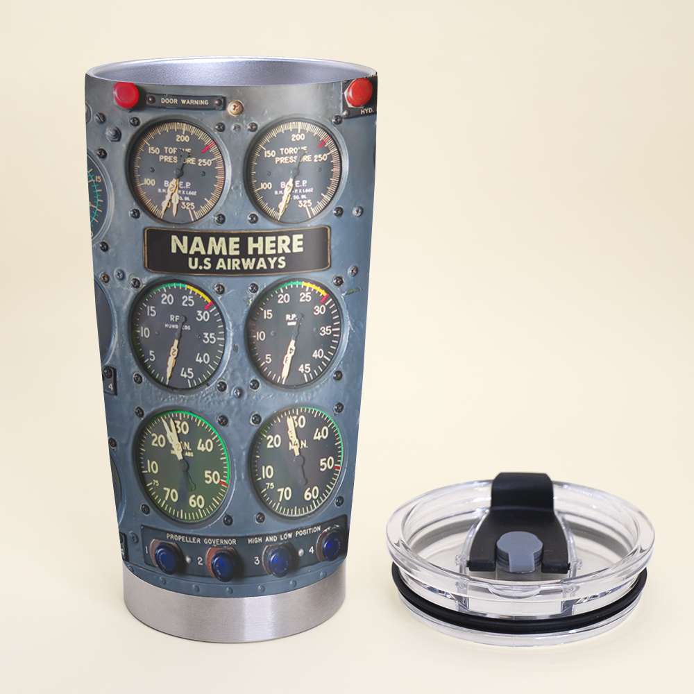 Flight Instruments Panel Tumbler Cup, Custom Name Pilot Tumbler Cup, Personalized Gift For Pilot - Tumbler Cup - GoDuckee