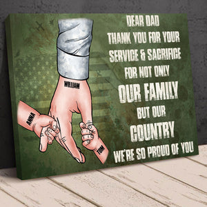 Dear Dad Thank You For Your Service And Sacrifice Personalized Veteran Dad Canvas Print - Poster & Canvas - GoDuckee