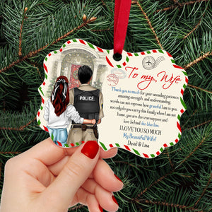 Police Couple Thank You For Your Unending Patience Personalized Ornament - Ornament - GoDuckee